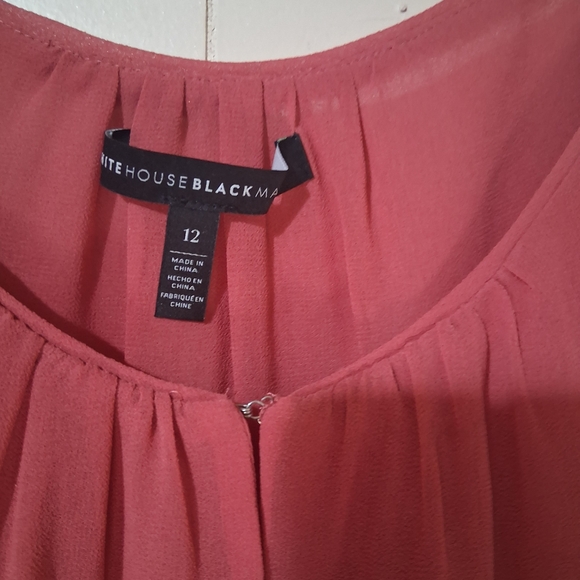 White House Black Market Blush Ruffle Sleeve Blouse - Picture 2 of 3